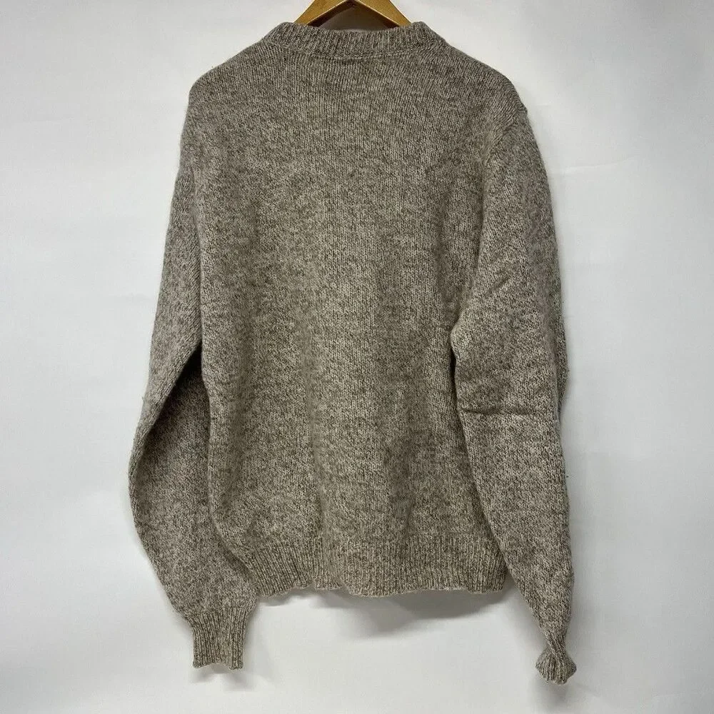 Lands End Men’s Sweater Wool Heathered Beige XL Long USA